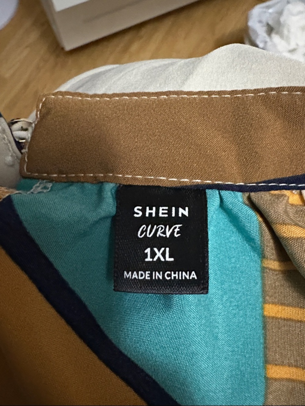 Halter Swing Dress in Teal, Orange and Mustard - Women - Shein Curve 1XL - Picture 5 of 5